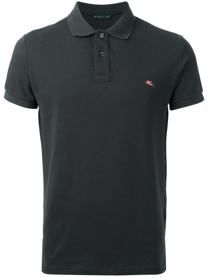 Etro Logo Patch Polo Shirt - Grey