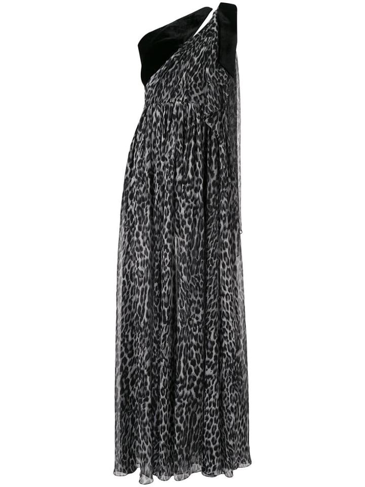 Rasario Velvet-trimmed Leopard-print Gown - Black
