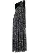 Rasario Velvet-trimmed Leopard-print Gown - Black