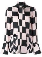 Salvatore Ferragamo Checkboard Panelled Blouse, Women's, Size: 40, Pink/purple, Silk