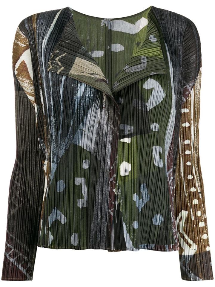 Pleats Please Issey Miyake Abstract Micro-pleated Blouse - Green