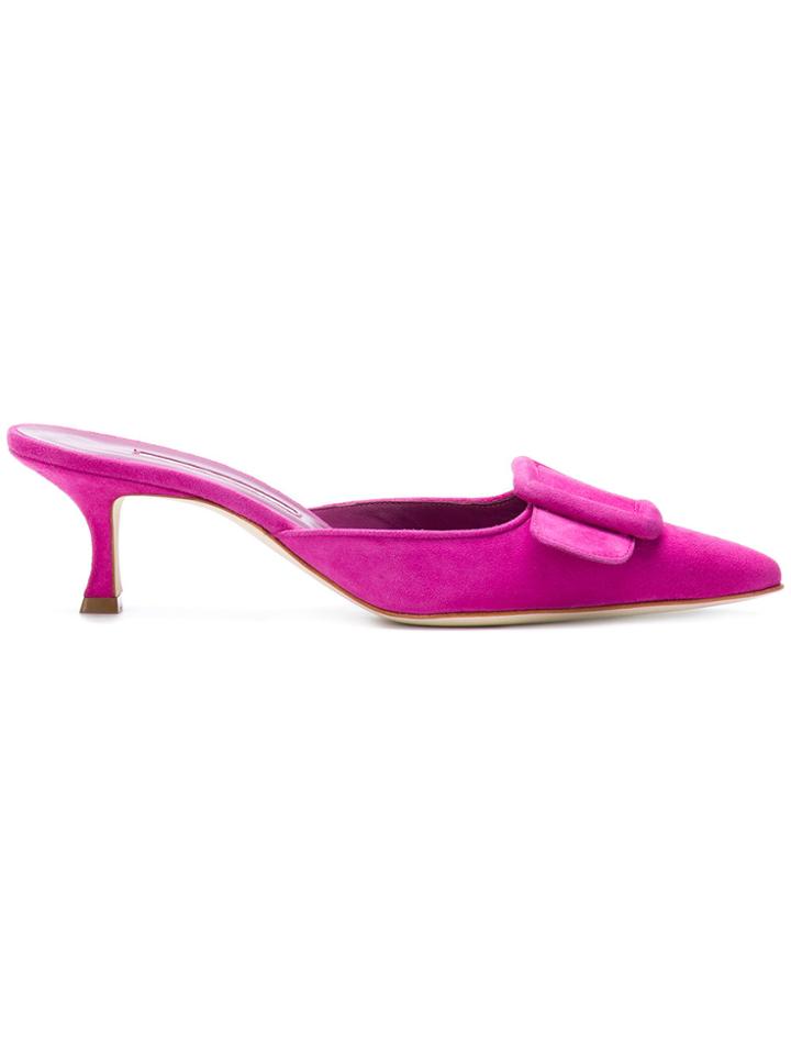 Manolo Blahnik Maysale Mules - Pink & Purple