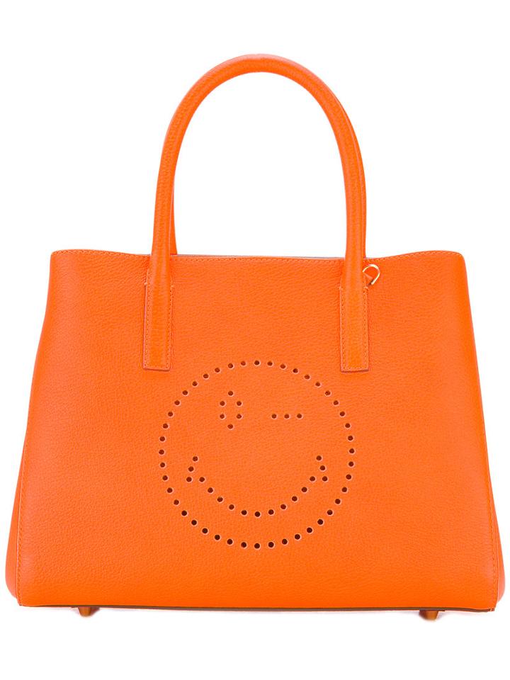 Anya Hindmarch - Smiley Face Tote - Women - Leather - One Size, Women's, Yellow/orange, Leather