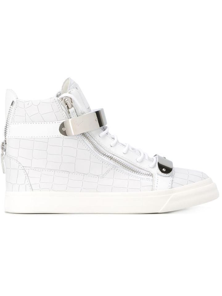 Giuseppe Zanotti Design Coby Hi-top Sneakers, Men's, Size: 46, White, Leather/rubber/calf Leather