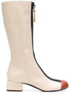 Marni Zip Front Mid-calf Boots - Nude & Neutrals