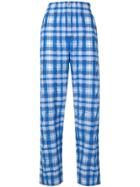 Ganni Crinkled Style Checked Trousers - Blue