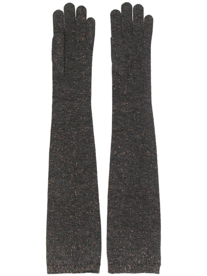 Brunello Cucinelli Metallic Thread Gloves - Grey