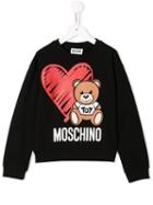 Moschino Kids Teen Heart Bear Sweatshirt - Black