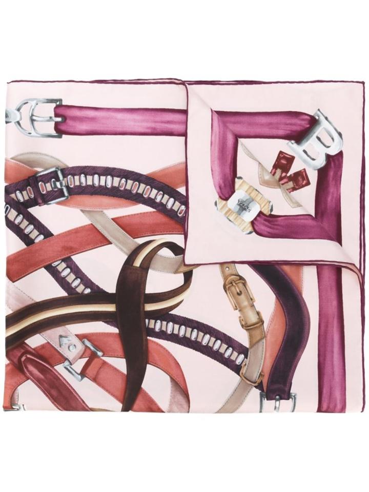 Bally Belt Print Scarf, Women's, Pink/purple, Silk
