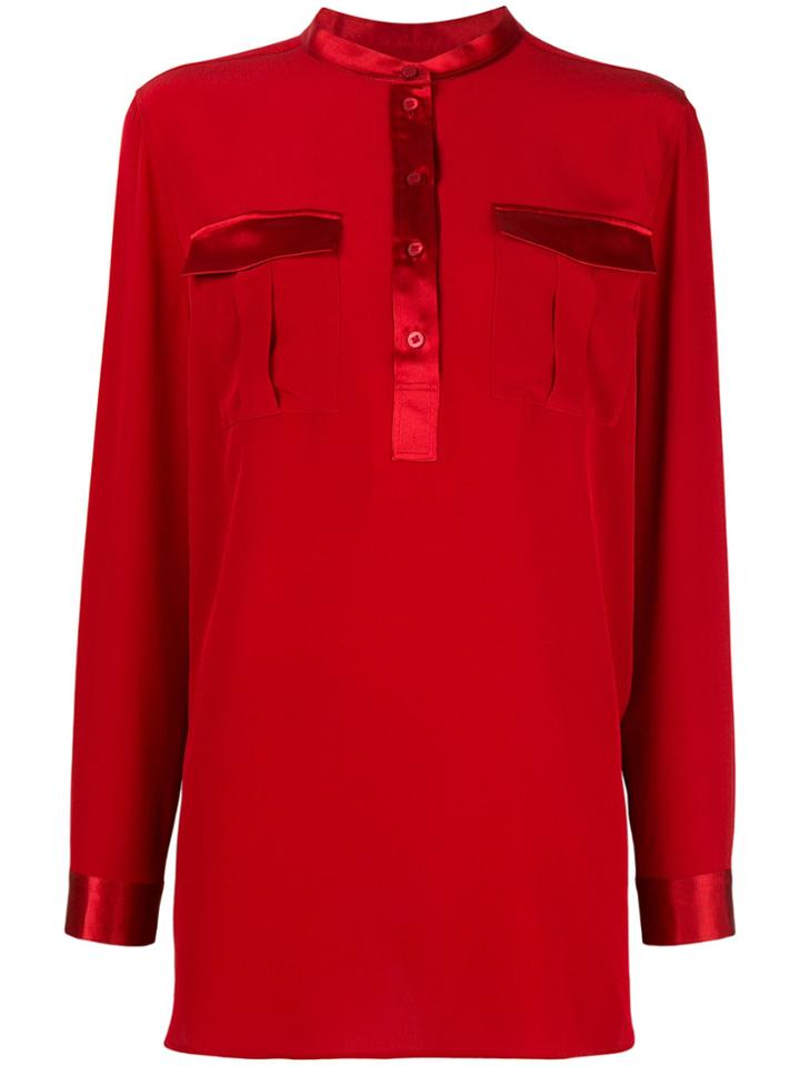 Salvatore Ferragamo Mandarin Collar Shirt - Red