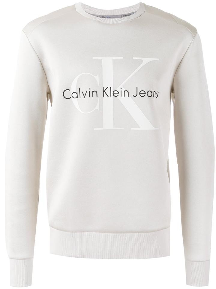 Calvin Klein Jeans Neoprene Logo Sweatshirt, Men's, Size: Small, Nude/neutrals, Cotton/polyester