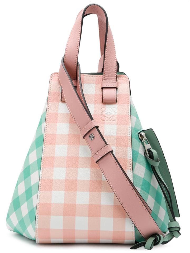 Loewe Gingham Hammock Bag - Green