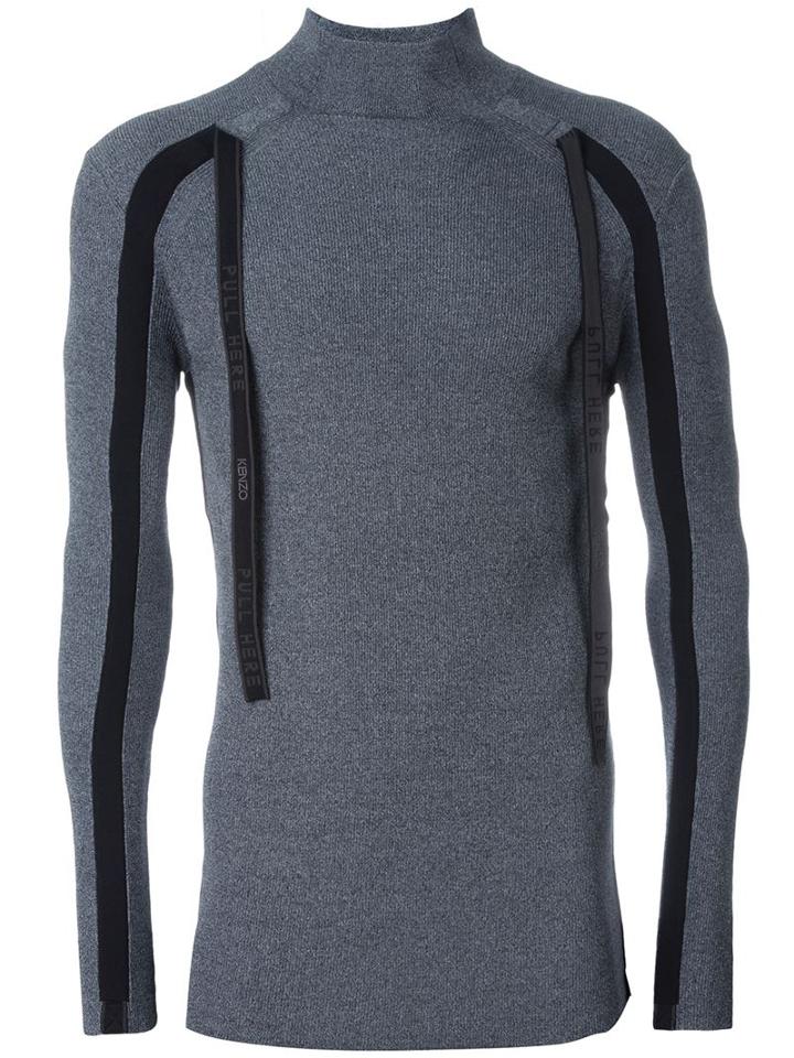 Kenzo Strap Detailed Jumper, Men's, Size: Large, Grey, Polyamide/viscose