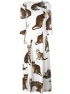 Dolce & Gabbana Cat Print Dress, Women's, Size: 42, White, Viscose/silk/cotton/nylon