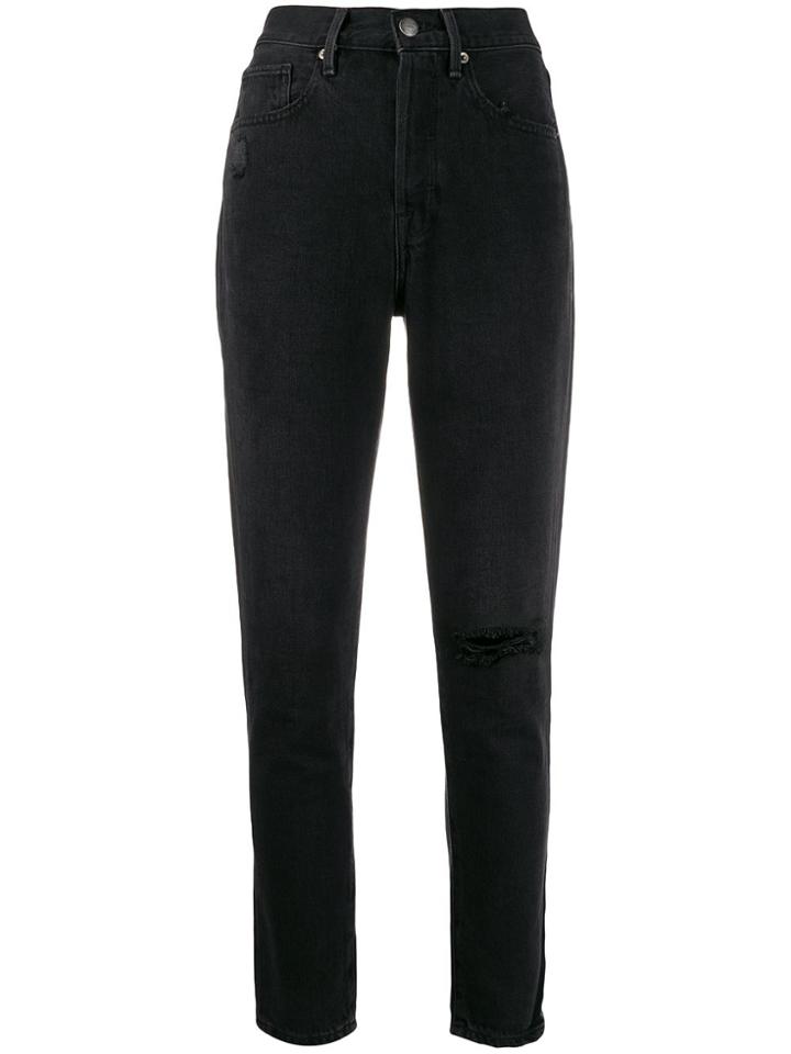 Frame Distressed Slim-fit Jeans - Black