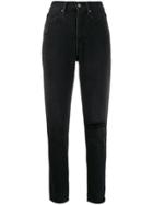 Frame Distressed Slim-fit Jeans - Black