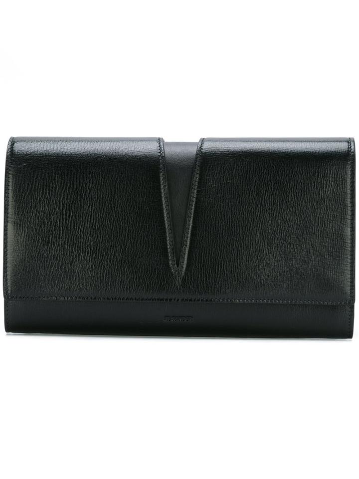 Jil Sander Fold Over Clutch Bag, Women's, Black