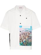 Palm Angels Short Sleeved Mountain Print Shirt - White