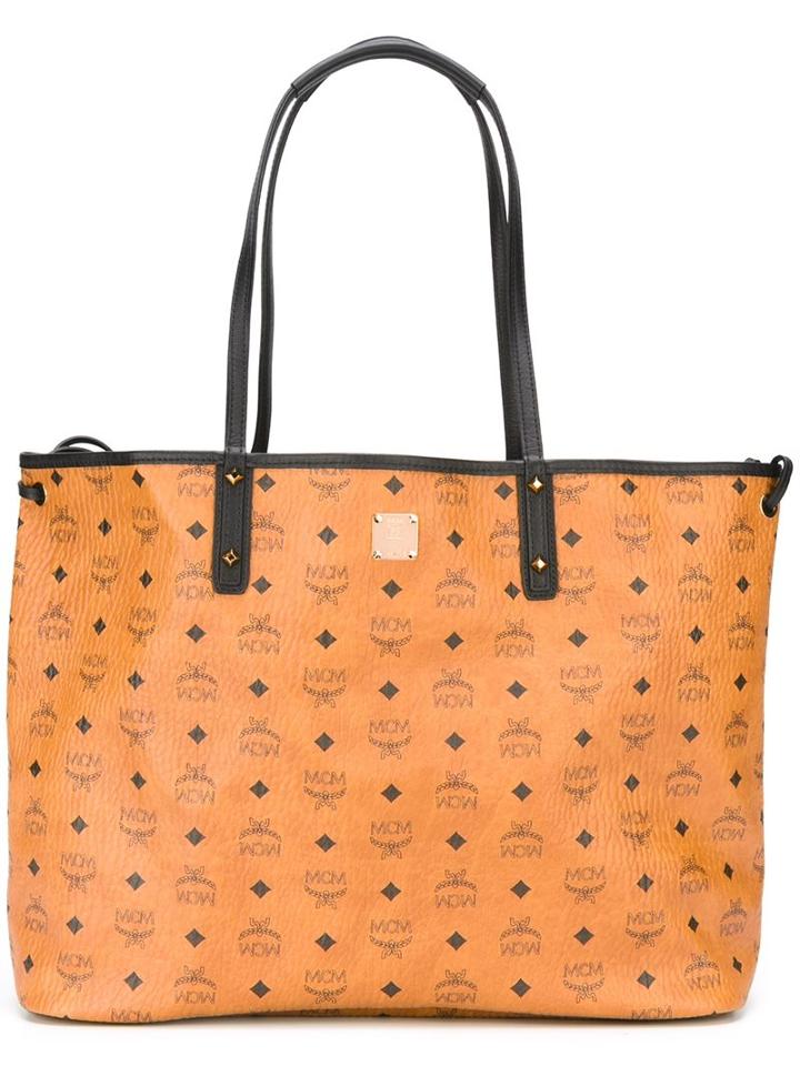Mcm Logo Print Tote Bag, Women's, Nude/neutrals