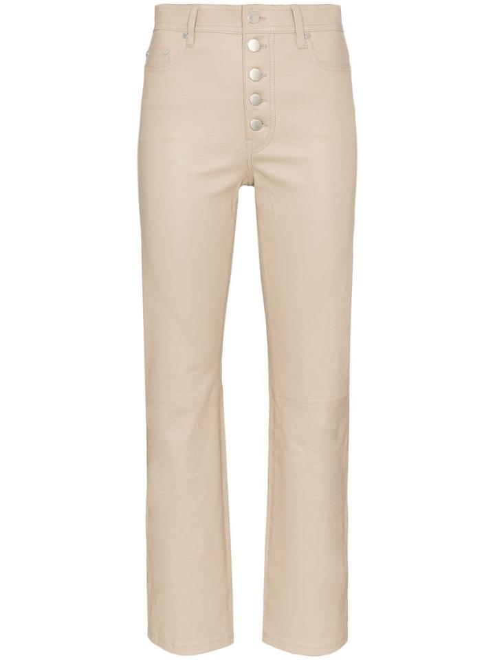 Joseph Den Cropped Leather Trousers - Neutrals
