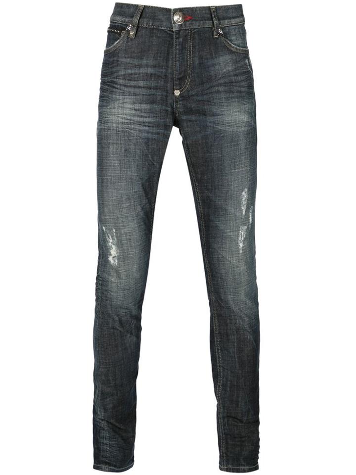 Philipp Plein Don T Touch Slim Fit Jeans, Men's, Size: 34, Blue, Cotton