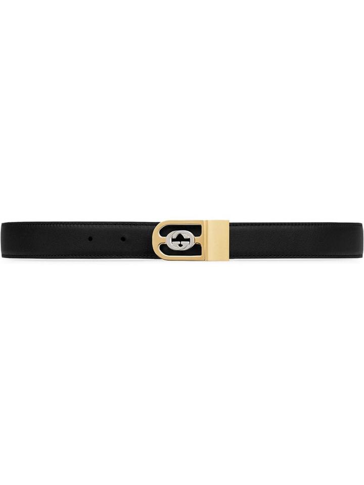 Gucci Reversible Belt With Interlocking G Buckle - Black