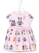 Simonetta Bear Print Dress, Toddler Girl's, Size: 5 Yrs, Pink/purple