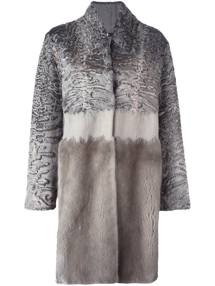 Manzoni 24 Tonal Fur Coat, Women's, Size: 46, Grey, Mink Fur/lamb Fur/acetate/silk