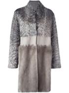 Manzoni 24 Tonal Fur Coat, Women's, Size: 46, Grey, Mink Fur/lamb Fur/acetate/silk