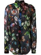 Anthony Vaccarello Floral Print Button Down Shirt, Women's, Size: 38, Black, Silk