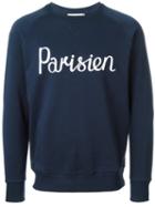 Maison Kitsuné Parisien Print Sweatshirt, Men's, Size: M, Blue, Cotton