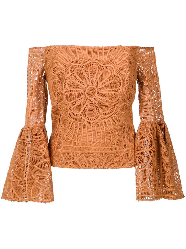 Martha Medeiros Lita Off The Shoulder Lace Top - Brown