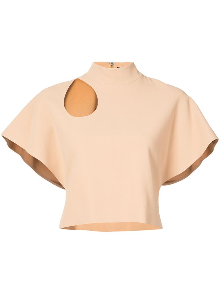 David Koma Cutout Detail Cropped Top - Nude & Neutrals