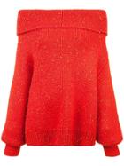Dvf Diane Von Furstenberg Off-shoulder Chunky Knit Jumper - Red