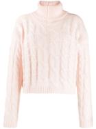 Twin-set Cable Knit Polo Jumper - Pink