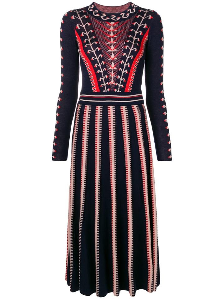 Temperley London Pleated Knit Midi Skirt - Blue