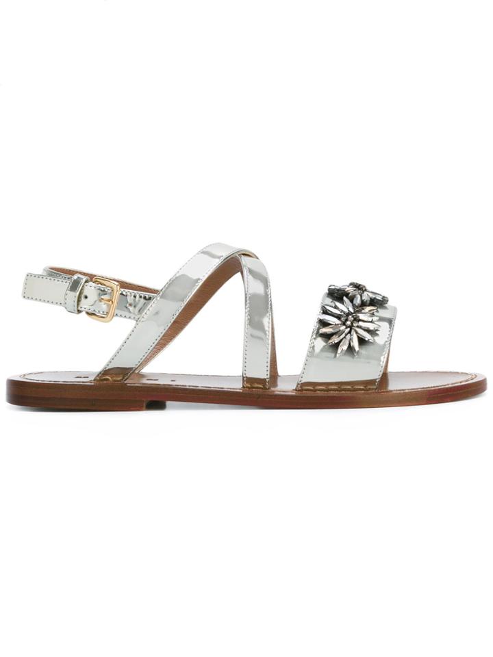 Marni Floral Crystal Sandals - Grey