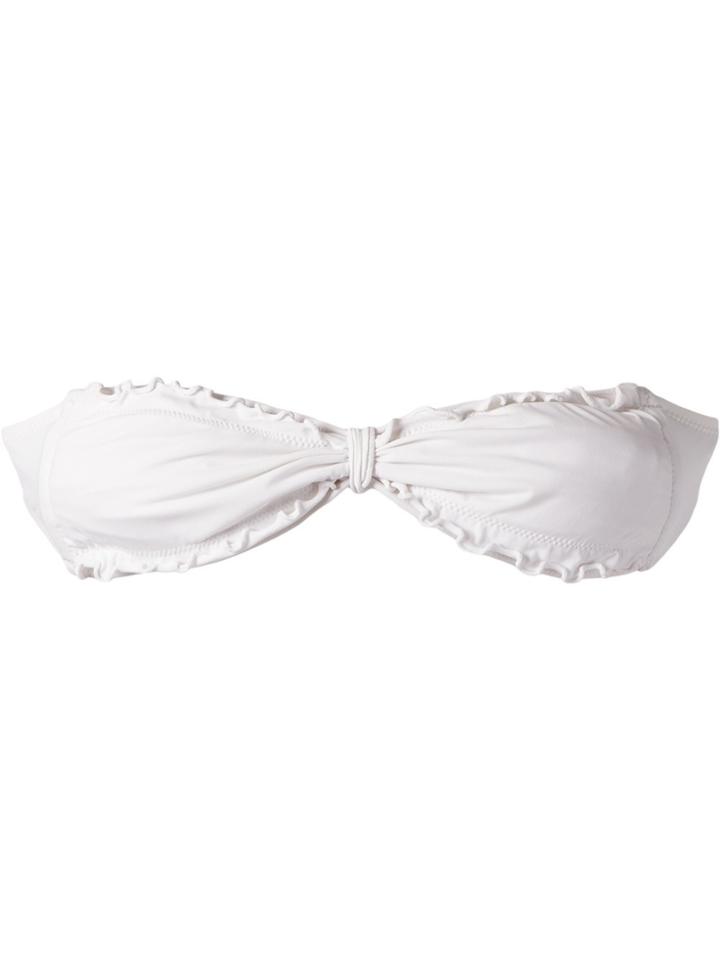 Amir Slama Ruffled Trim Bandeau Bikini Top - White