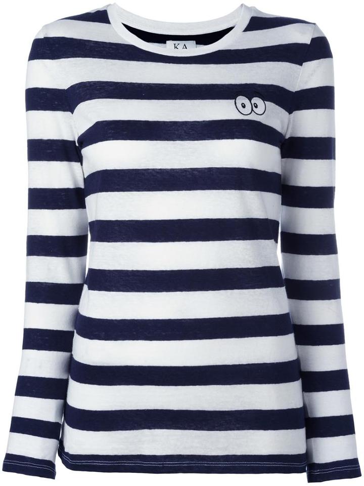 Zoe Karssen Striped Longsleeved T-shirt, Women's, Size: Large, White, Cotton/linen/flax