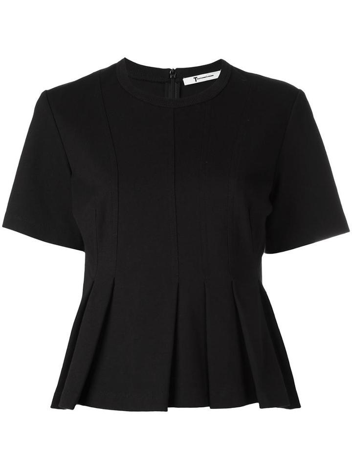 T By Alexander Wang Pleated Peplum Top, Women's, Size: Small, Black, Cotton