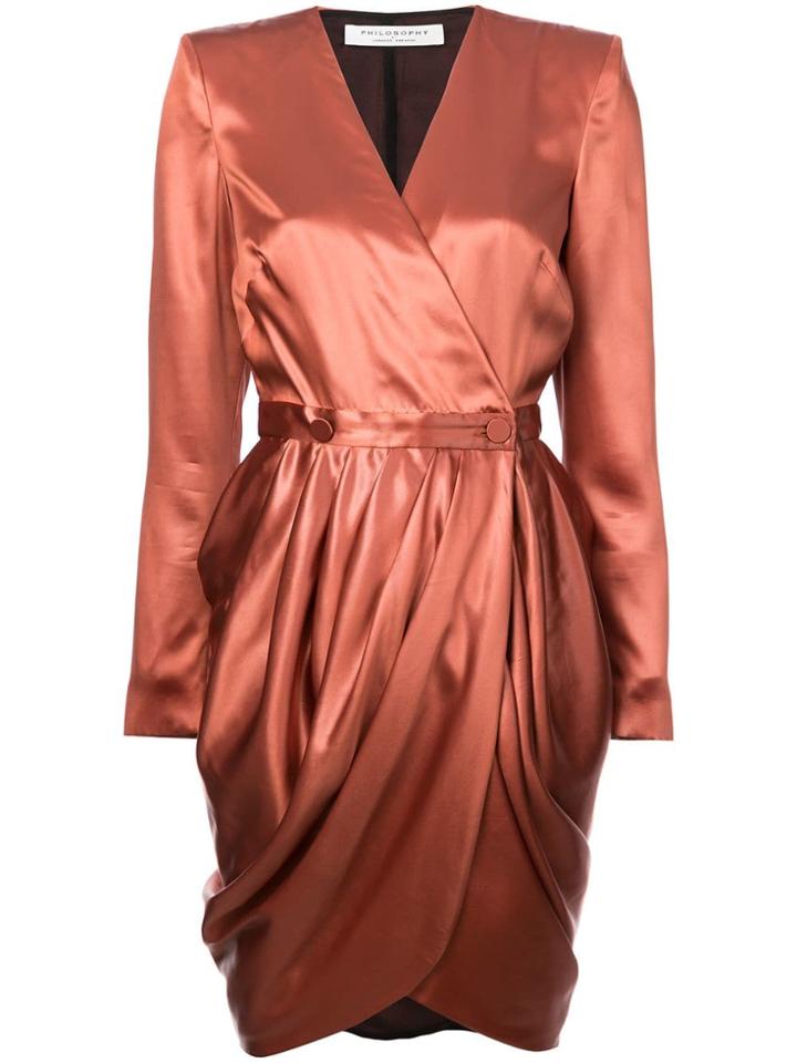 Philosophy Di Lorenzo Serafini Wrap Front Mini Dress - Orange