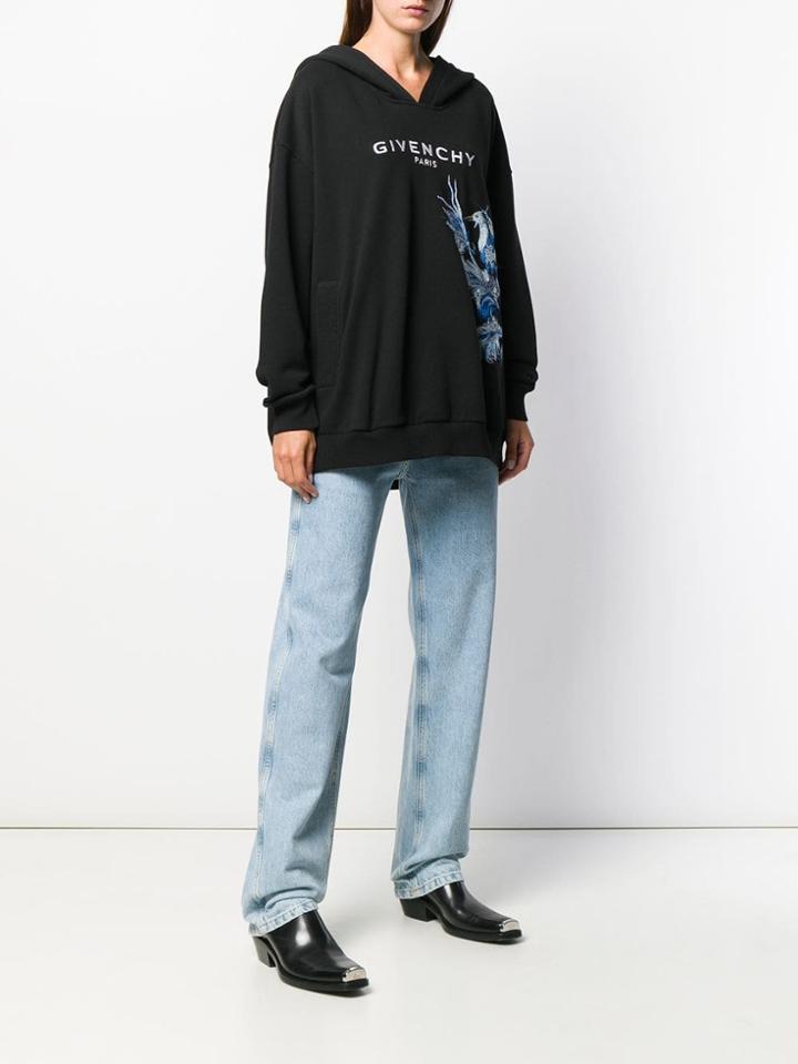Givenchy Birds Embroidery Hoodie - Black