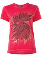 Diesel Feathers Print T-shirt, Women's, Size: Xxs, Red, Cotton