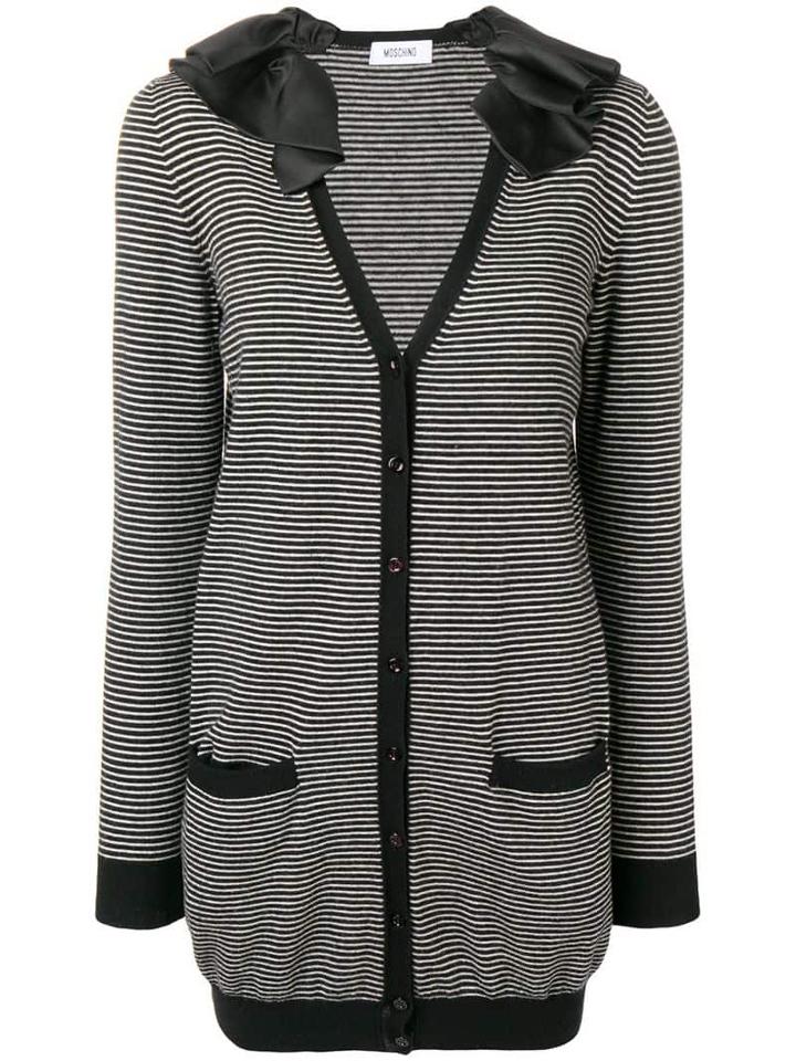 Moschino Pre-owned Ruffled Neck Striped Jacket - Black