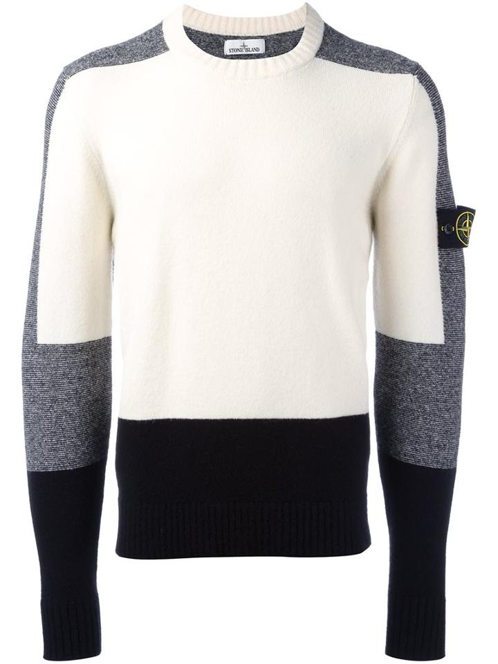 Stone Island Crew Neck Jumper, Men's, Size: Large, White, Polyamide/acrylic/spandex/elastane/alpaca