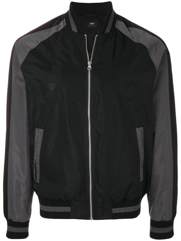Edwin Suede Raglan Bomber Jacket - Black