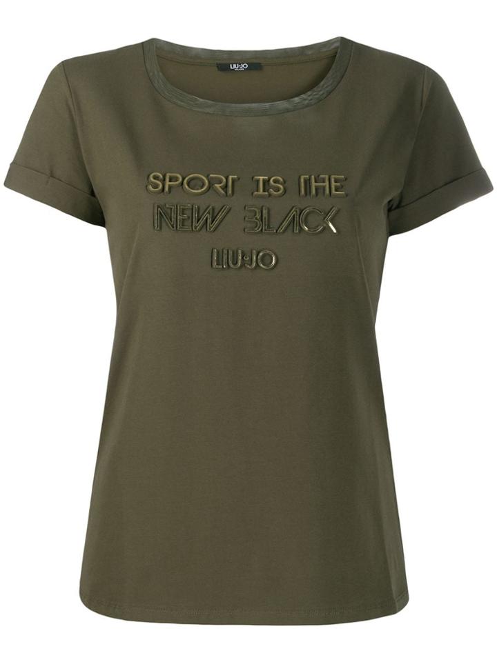 Liu Jo Slogan Embellished T-shirt - Green