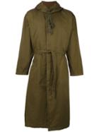 Yohji Yamamoto Hooded Trench Coat, Men's, Size: 3, Green, Cotton/cupro