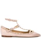 Valentino Studs Embellished Ballerina Shoes - Nude & Neutrals