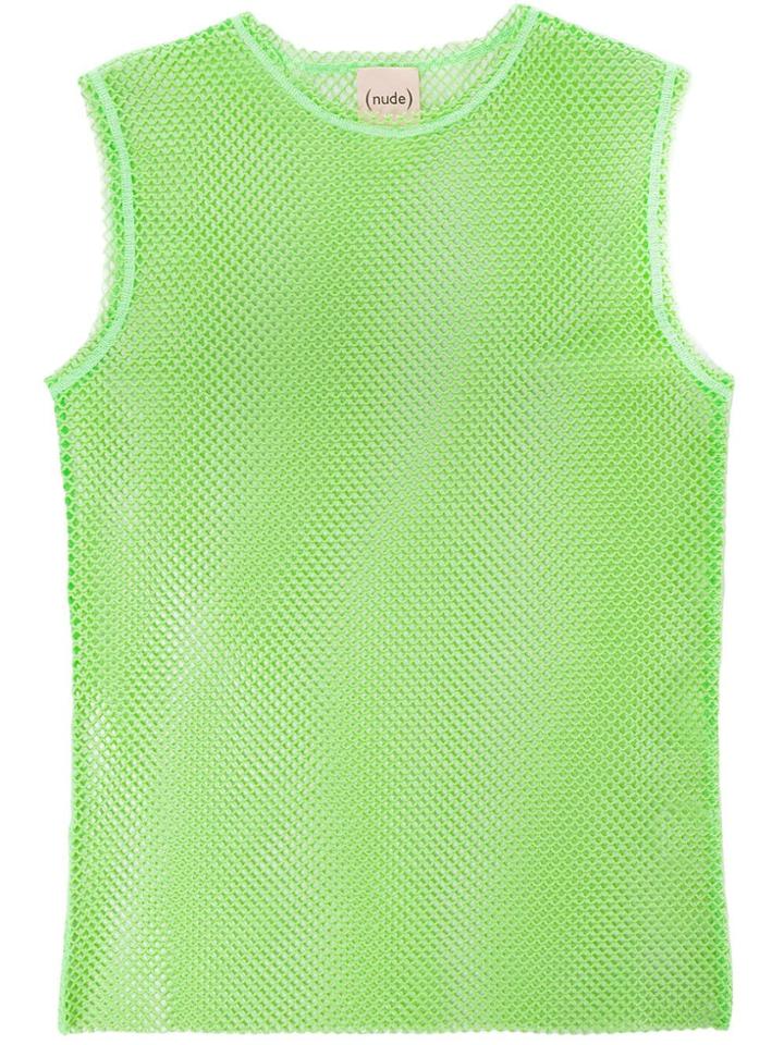 Nude Mesh Vest Top - Green